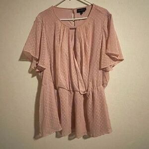 LANR BRYANT Blush Pink Swiss Dot Top SZ 26